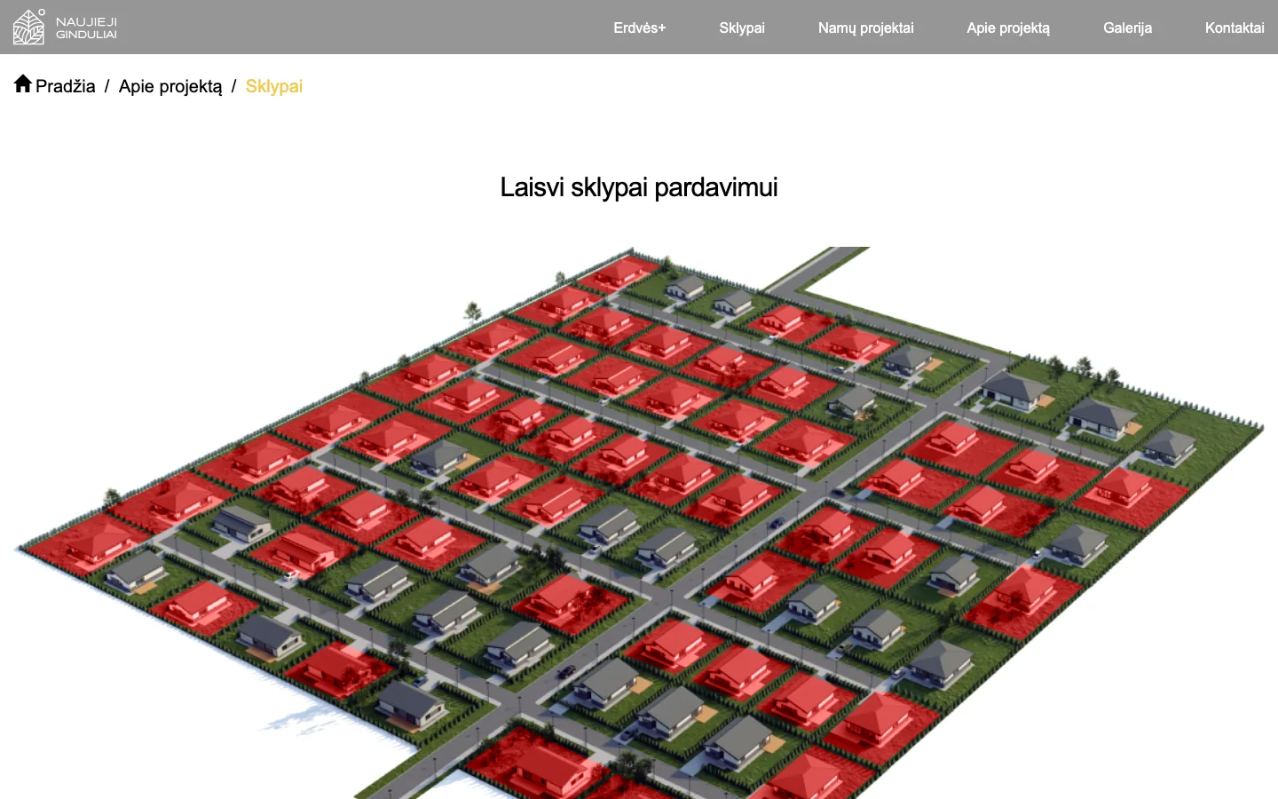 Naujieji Ginduliai: sklypų žemėlapis