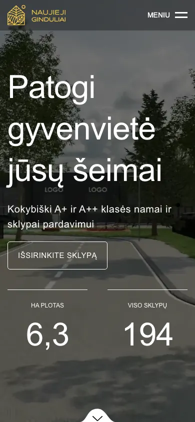 Naujieji Ginduliai: pradžios puslapis telefone